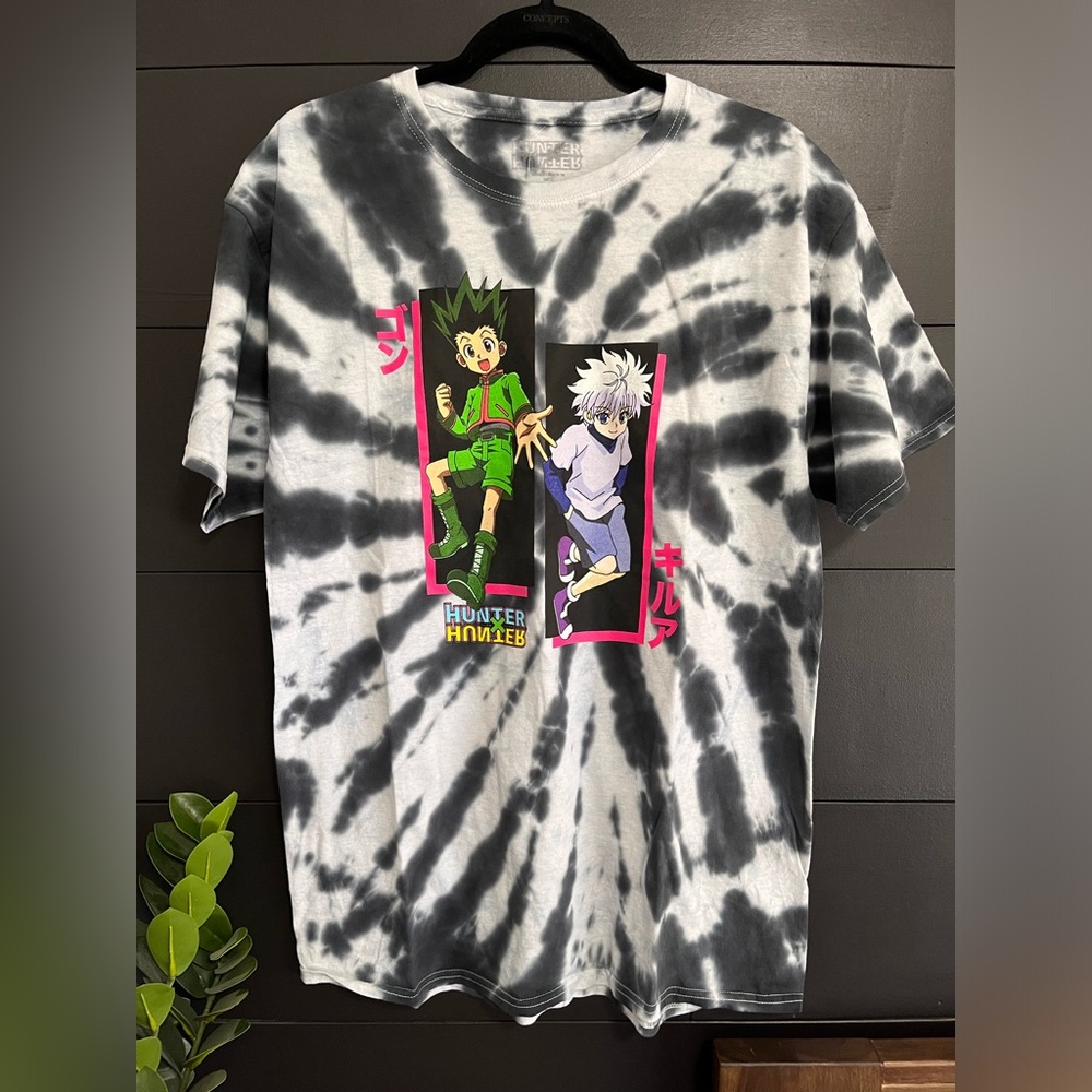 HUNTER ANIME Tie Dye Oversized Graphic Tee Unisex T-Shirt Adult Size L NWT